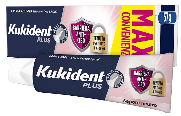 KUKIDENT PLUS BARRIERA ANTI-CIBO NEUTRO CREMA ADESIVA DENTIERE 57 G - dottorbianchi.it