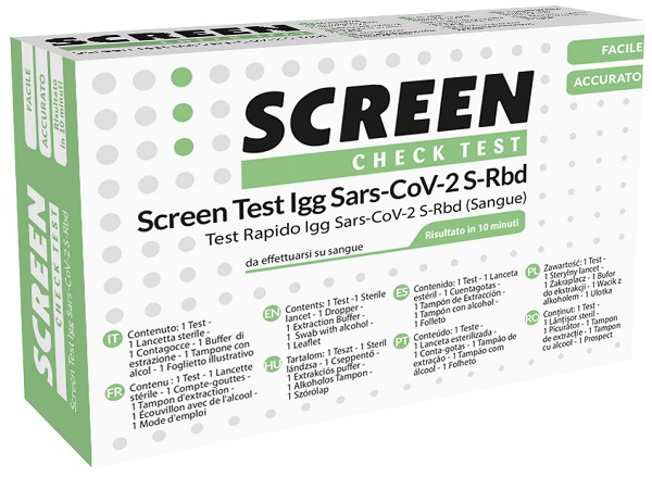 TEST SIEROLOGICO RAPIDO COVID-19 SCREEN TEST AUTODIAGNOSTICO DETERMINAZIONE QUALITATIVA ANTICORPI IGG SARS-COV-2 IN CAMPIONI DI SANGUE INTERO MEDIANTE IMMUNOCROMATOGRAFIA - dottorbianchi.it