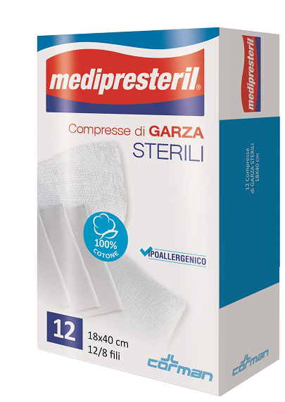 GARZA COMPRESSA MEDIPRESTERIL 12/8 FU 18X40CM 12 PEZZI - dottorbianchi.it