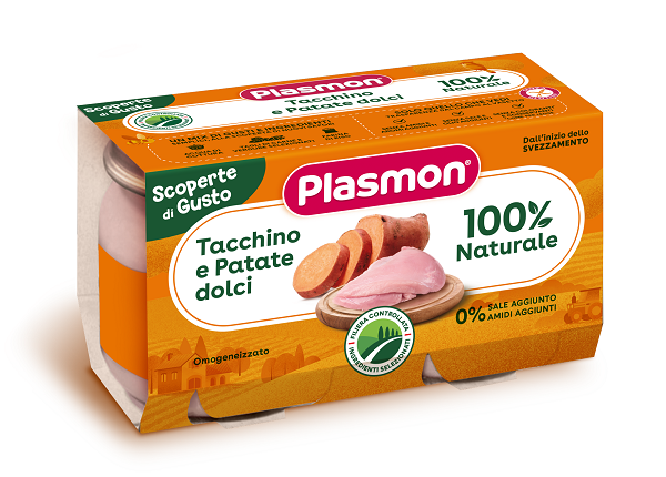 PLASMON OMOGENEIZZATI TACCHINO PATATE DOLCI 2 PEZZI DA 120 G - dottorbianchi.it