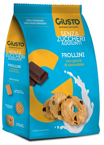 GIUSTO SENZA ZUCCHERO FROLLINI GOCCE CIOCCOLATO SENZA ZUCCHERO 350 G - dottorbianchi.it