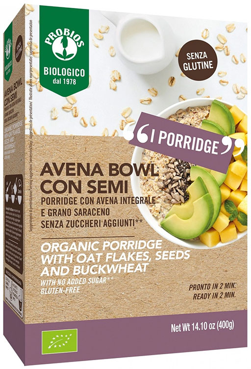 PROBIOS BIO AVENA BOWL SEMI PIU' PORRIDGE CON AVENA INTEGRALE E GRANO SARACENO 400 G - dottorbianchi.it