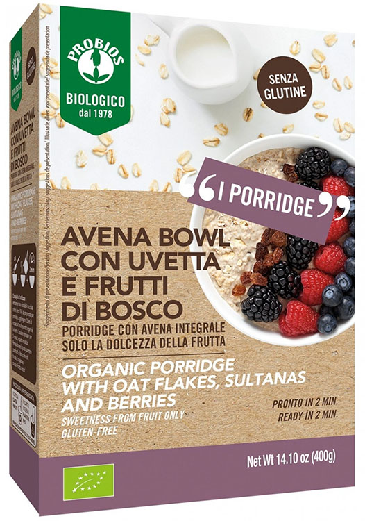 PROBIOS BIO AVENA BOWL FRUTTI DI BOSCO PORRIDGE CON AVENA INTEGRALE 400 G - dottorbianchi.it