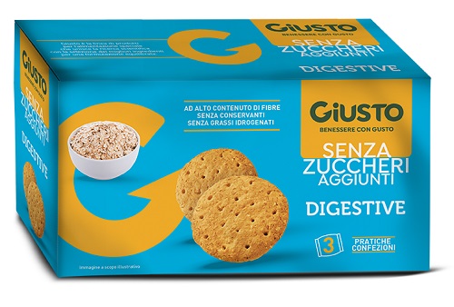 GIUSTO SENZA ZUCCHERO BISCOTTI DIGESTIVE 3 PEZZI DA 75 G - dottorbianchi.it
