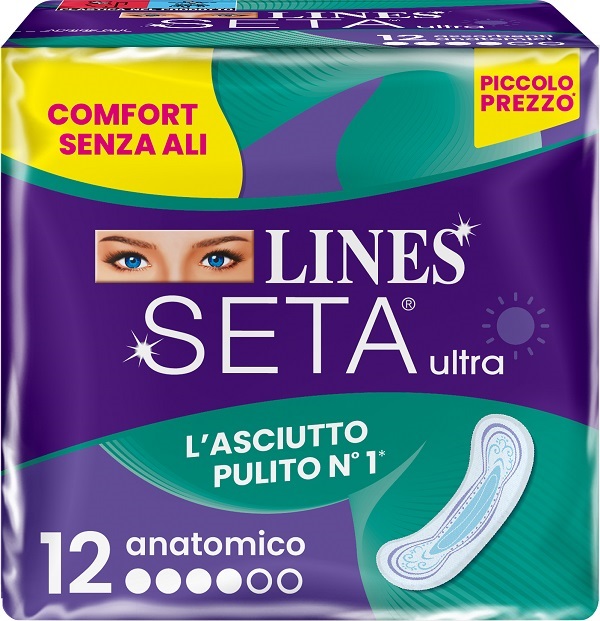 LINES SETA ULTRA ASSORBENTI ANATOMICO DWCT 12 PEZZI - dottorbianchi.it
