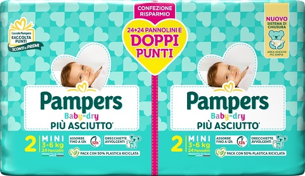 PAMPERS BABY DRY PANNOLINO DUO DOWNCOUNT MINI 48 PEZZI - dottorbianchi.it
