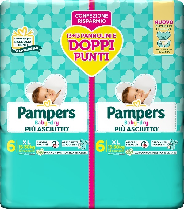 PAMPERS BABY DRY PANNOLINO DUO DOWNCOUNT XL 26 PEZZI - dottorbianchi.it