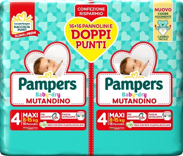 PAMPERS BABY DRY PANNOLINO MUTANDINA MAXI DUO DOWNCOUNT 32 PEZZI - dottorbianchi.it