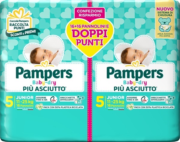 PAMPERS BABY DRY PANNOLINO DUO DOWNCOUNT JUNIOR 32 PEZZI - dottorbianchi.it