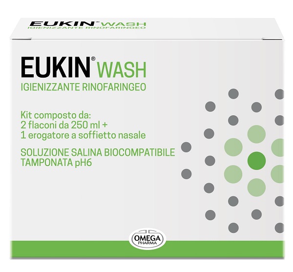 EUKIN WASH IGIENIZZANTE RINOFARINGEO KIT 2 FLACONI DA 250 ML + EROGATORE A SOFFIETTO NASALE - dottorbianchi.it