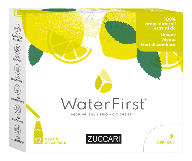 WATER FIRST LIMONE-MENTA-FIORI DI SAMBUCO 12 STICK PACK - dottorbianchi.it