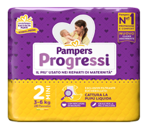 PAMPERS PROGRESSI MINI 3-6 KG 28 PEZZI - dottorbianchi.it