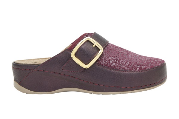 GEMINI BUCKLE TUMBLED SYNTHETIC+ELASTICATED CIABATTA WOMAN BORDEAUX 37 - dottorbianchi.it