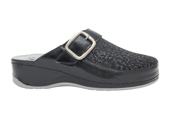 GEMINI BUCKLE PATENTED SYNTHETIC+ELASTICATED CIABATTA WOMAN BLACK 36 - dottorbianchi.it