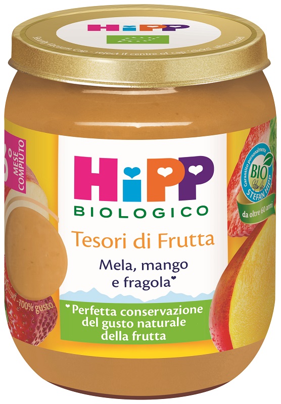HIPP TESORI FRUTTA MELA MANGO FRAGOLA 160 G - dottorbianchi.it