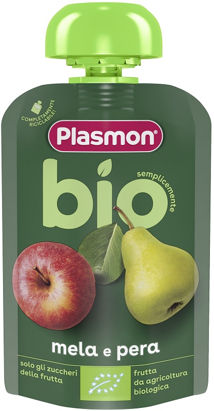PLASMON MELA PERA BIO POUCHES 100 G - dottorbianchi.it