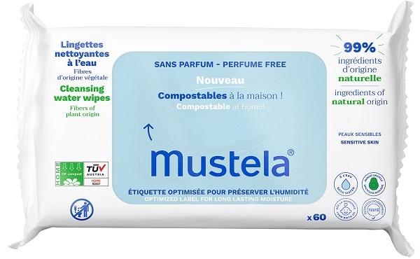 MUSTELA SALVIETTE ACQUA COMPOSTABILI SENZA PROFUMO 60 PEZZI - dottorbianchi.it