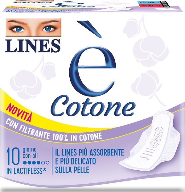 LINES E' COTONE ALI ASSORBENTE ESTERNO 10 PEZZI - dottorbianchi.it