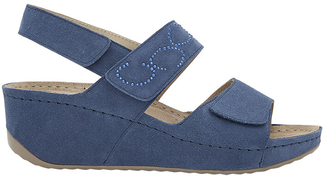 ABERDEEN WEDGE SANDAL SUEDE+STRASS W BLUE 41 - dottorbianchi.it