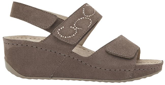 ABERDEEN WEDGE SANDAL SUEDE+STRASS W TAUPE 41 - dottorbianchi.it