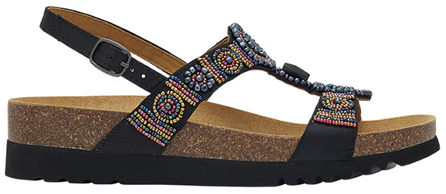 BOGOTA' SANDAL SATIN+BEADS W BLACK/RED 38 - dottorbianchi.it