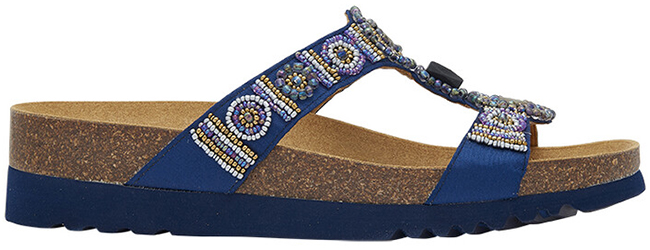 NEW BOGOTA' WEDGE SATIN+BEADS W NAVY BLUE/MULTI 42 - dottorbianchi.it