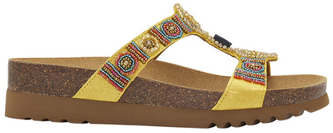 NEW BOGOTA' WEDGE SATIN+BEADS W YELLOW 35 - dottorbianchi.it