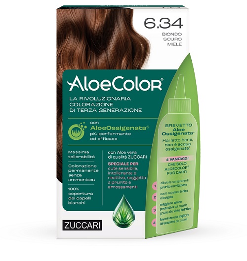 ALOECOLOR 6,34 BIONDO SCURO MIELE TINTA PERMANENTE CAPELLI COLORE AD ALTA PIGMENTAZIONE 50 ML + RIVELATORE ALOEOSSIGENATA 75 ML + SHAMPOO ALOECARE 15 ML + GUANTI - dottorbianchi.it