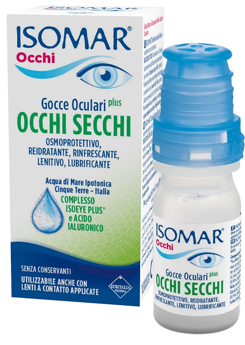 ISOMAR OCCHI SECCHI PLUS GOCCE OCULARI ACIDO IALURONICO 0,20% 10 ML - dottorbianchi.it